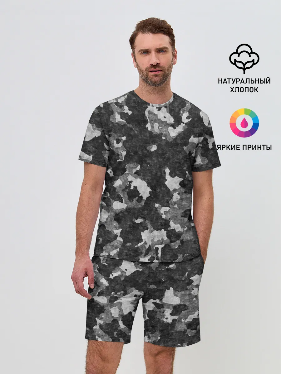 Мужской костюм с шортами / Gray Camouflage