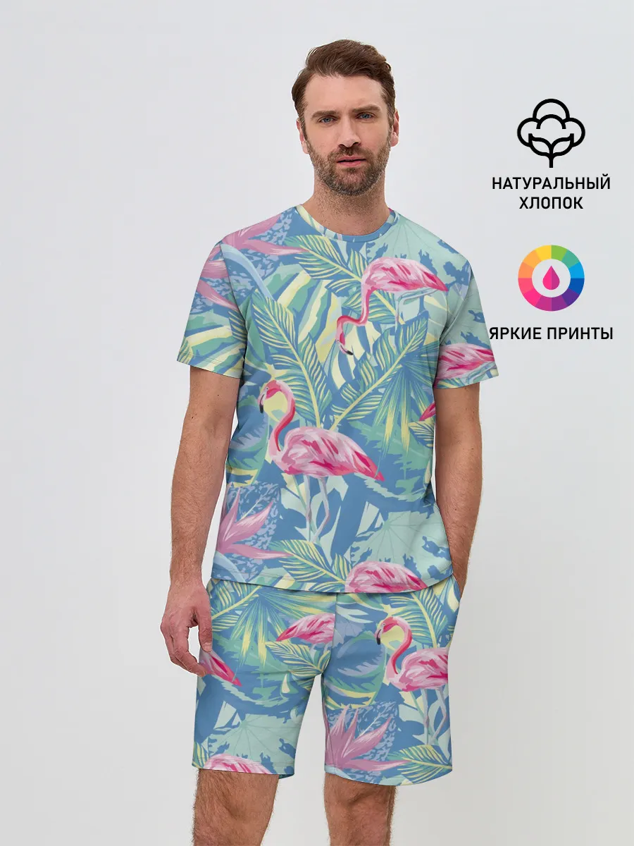 Мужской костюм с шортами / фламинго