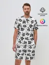 Мужской костюм с шортами / Акварельные панды паттерн