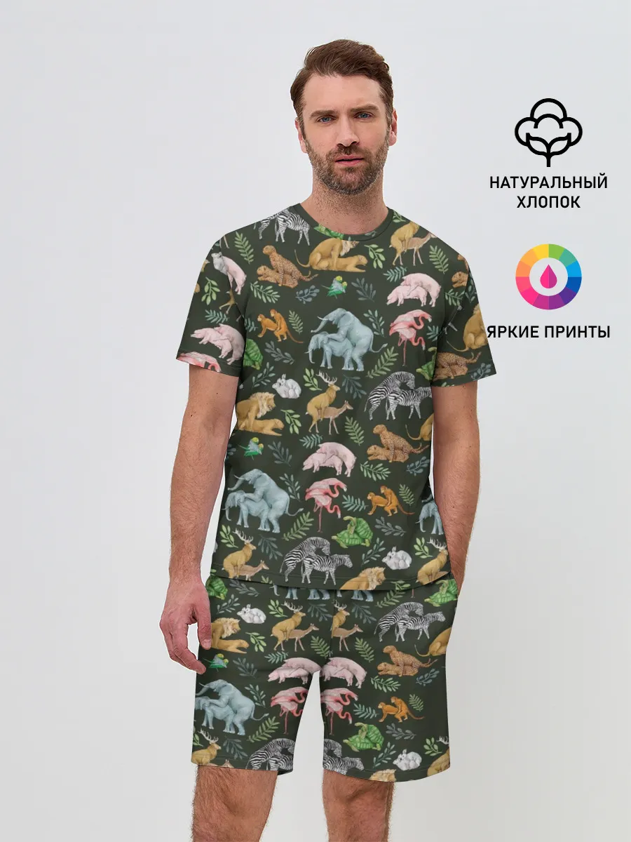 Мужской костюм с шортами / Дикие Звери Паттерн