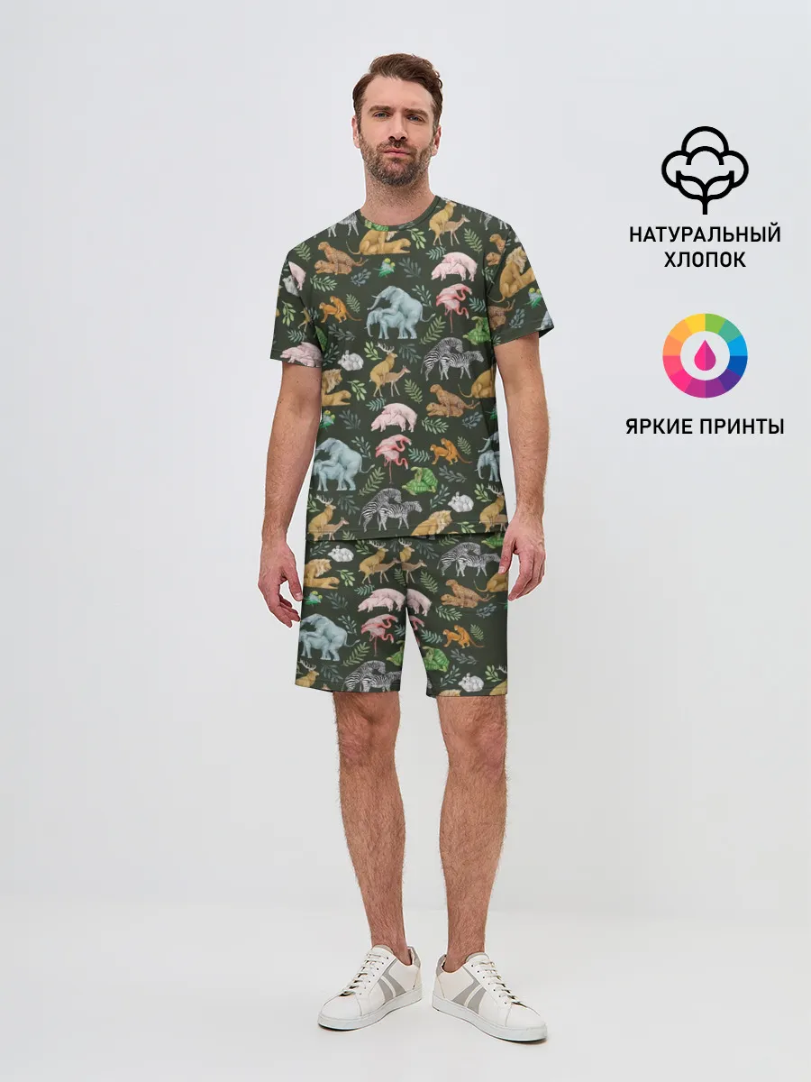 Мужской костюм с шортами / Дикие Звери Паттерн