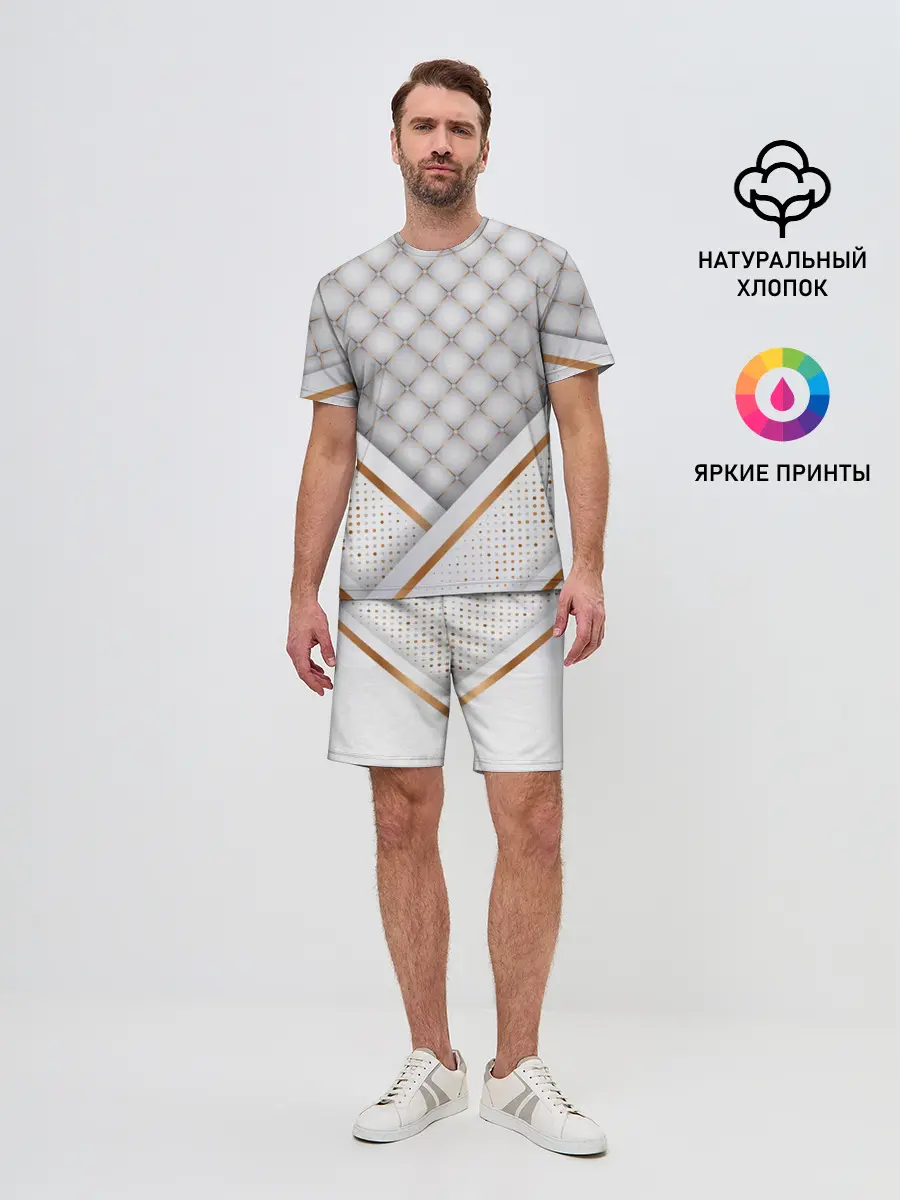 Мужской костюм с шортами / Luxury white & Gold