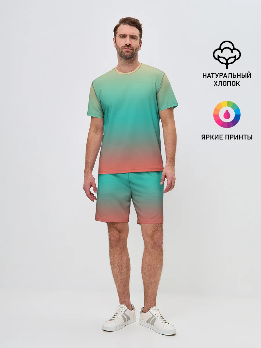 Мужской костюм с шортами / Красно-бирюзовый градиент