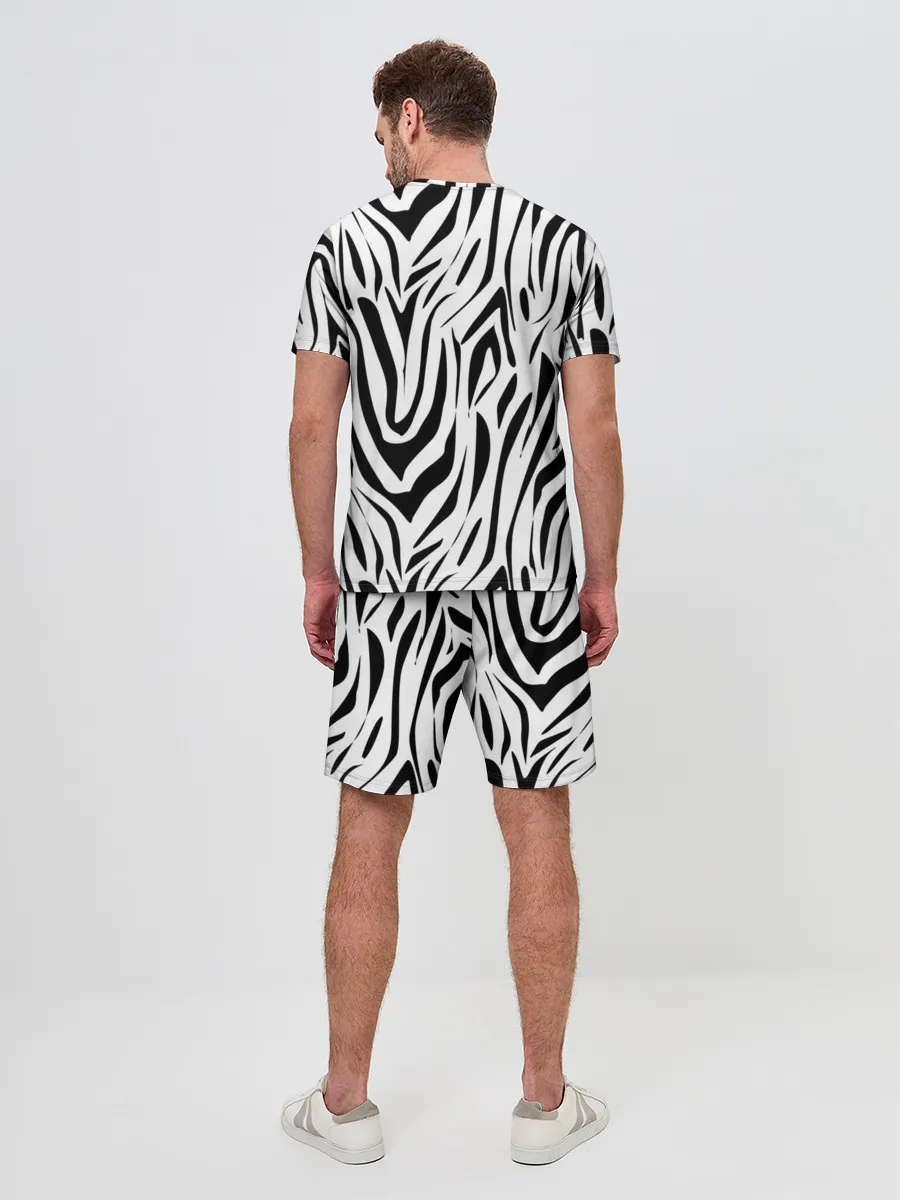 Мужской костюм с шортами / Черно-белая зебра
