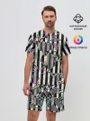 Мужской костюм с шортами / Полосатый абстрактный узор