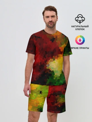 Мужской костюм с шортами / Абстрактная мазаика витраж