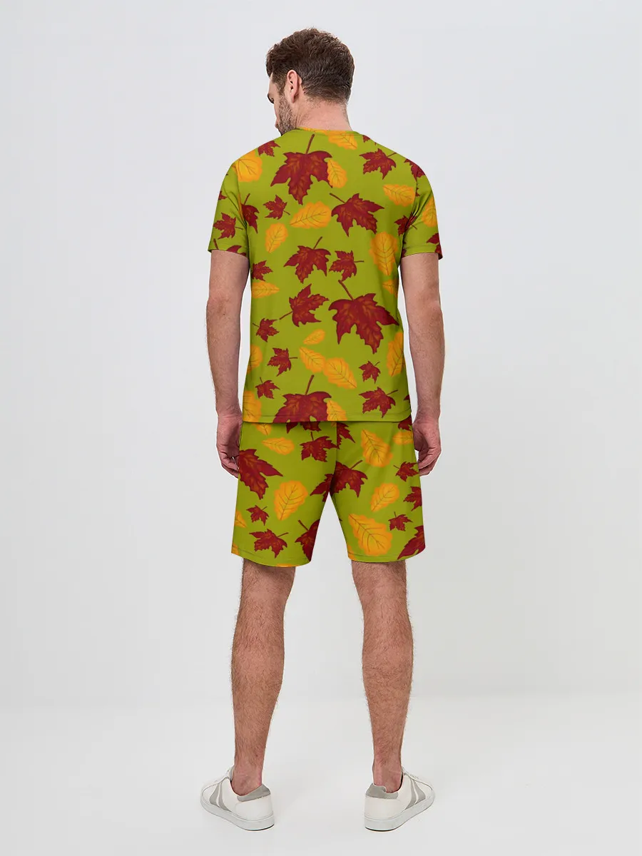 Мужской костюм с шортами / осенние листья клён и дуб