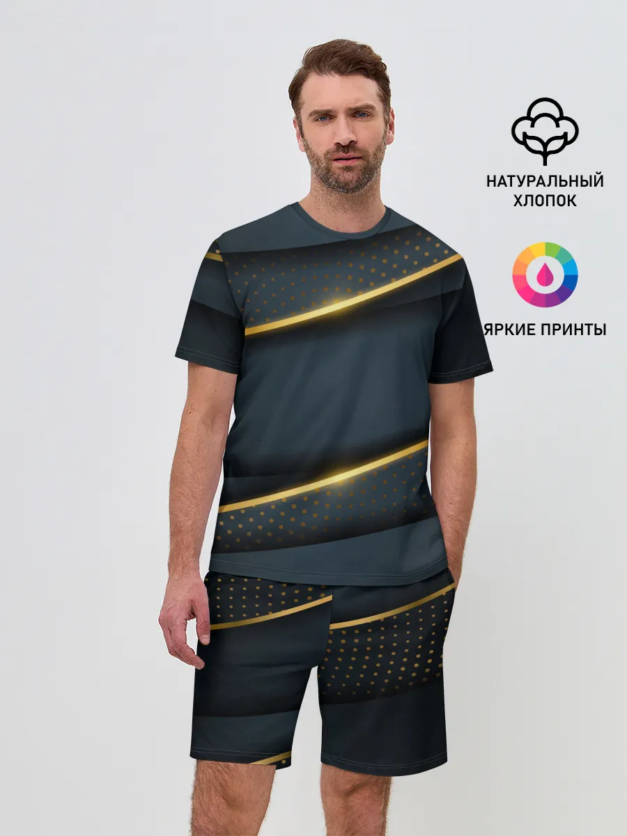 Мужской костюм с шортами / 3D luxury gold