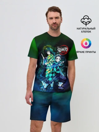 Мужской костюм с шортами / Гию и Танджиро Kimetsu no Yaiba