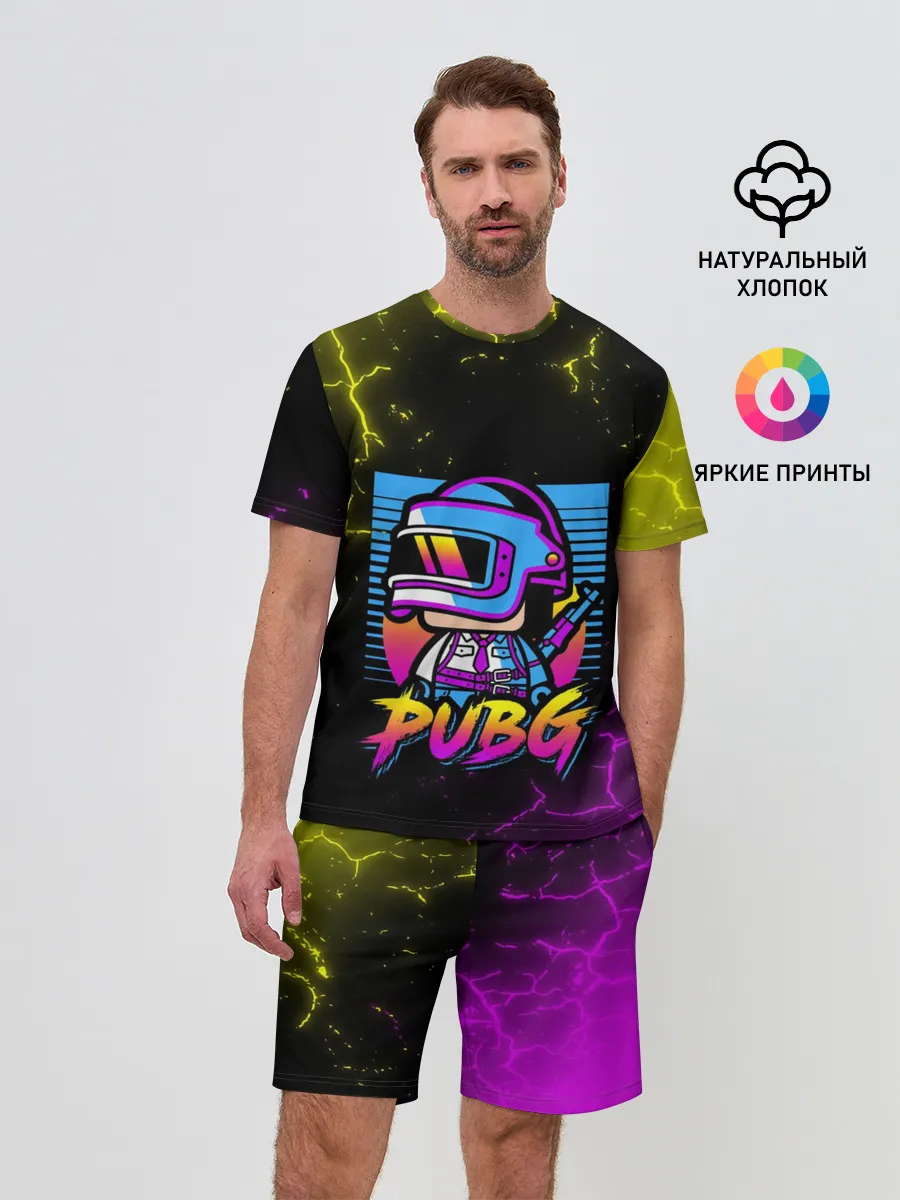 Мужской костюм с шортами / PUBG RETRO NEON / ПАБГ НЕОН