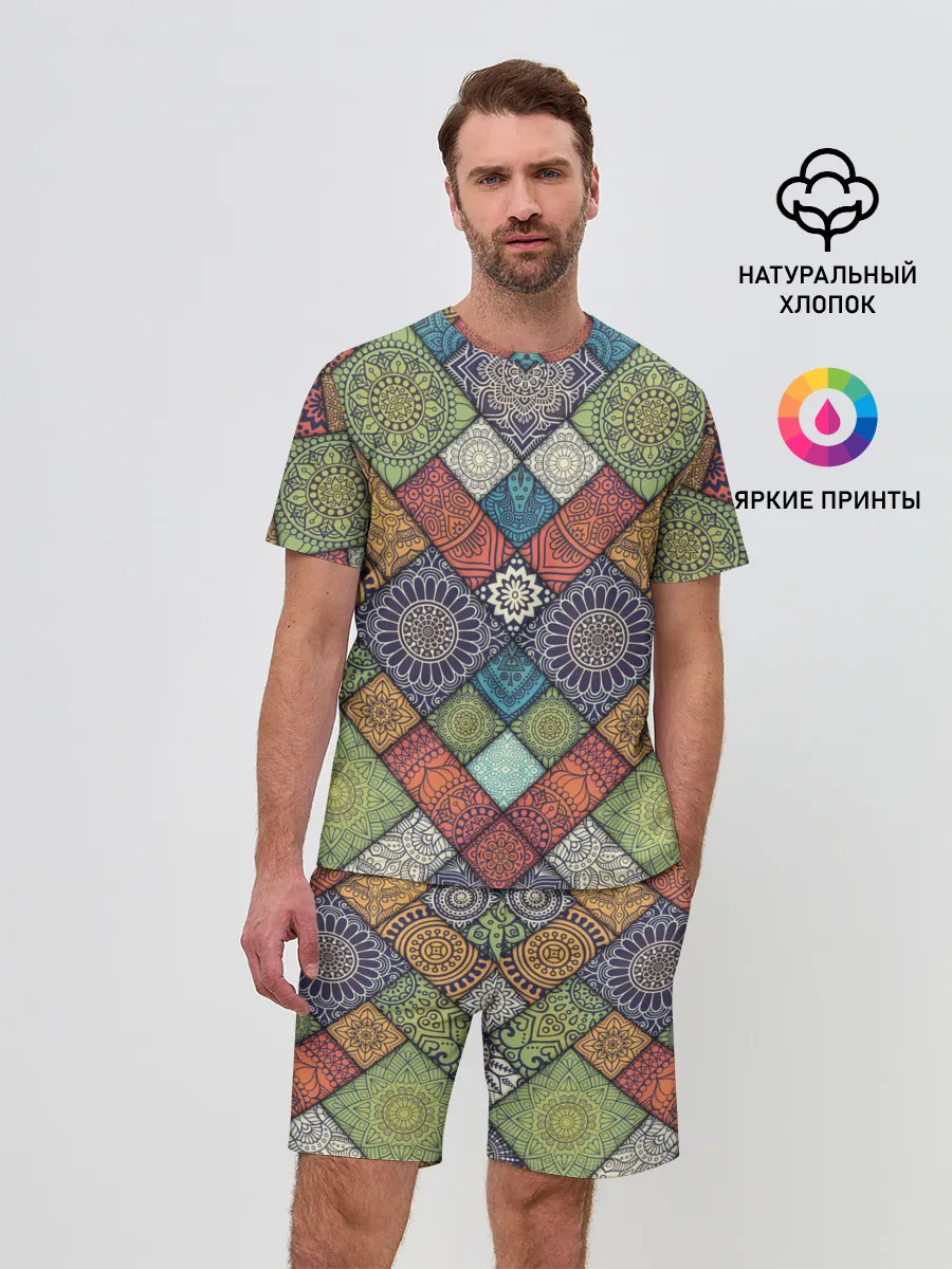 Мужской костюм с шортами / ЛОСКУТНАЯ ВЫШИВКА