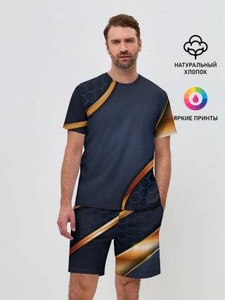 Мужской костюм с шортами / 3D БРОНЯ ВСТАВКИ ЗОЛОТА