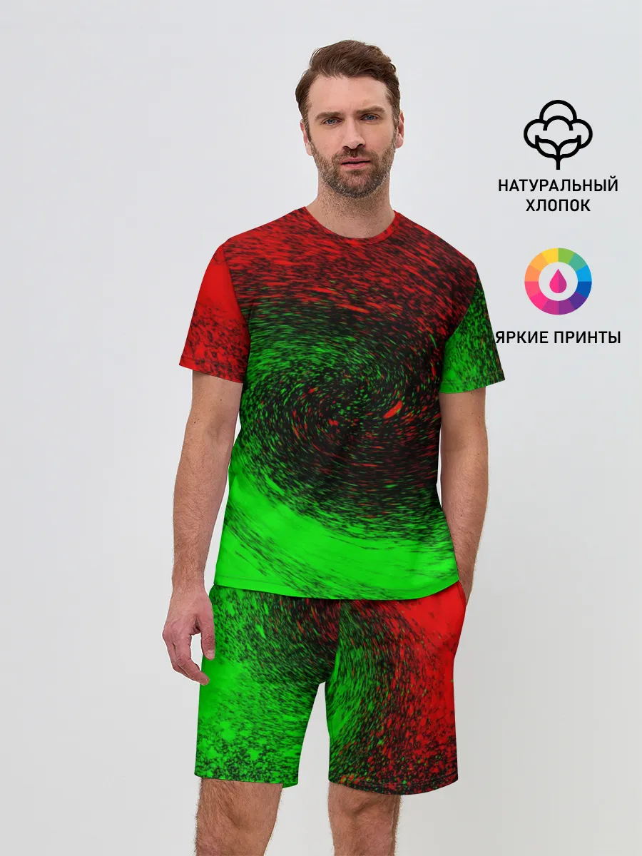 Мужской костюм с шортами / КРАСНАЯ И ЗЕЛЕНАЯ КРАСКА