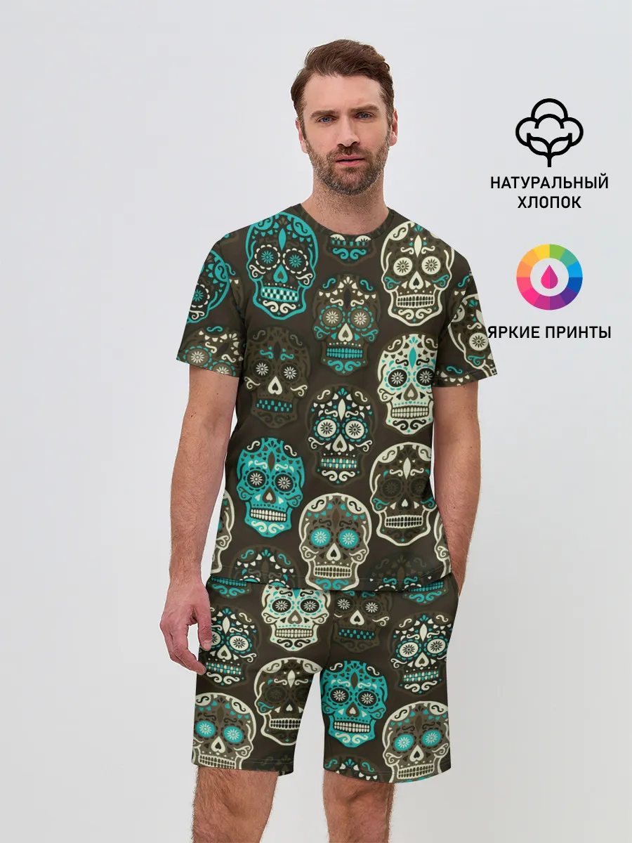Мужской костюм с шортами / Черепа с узорами