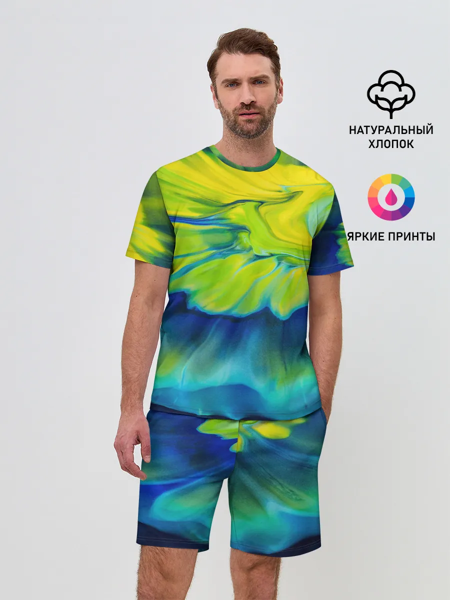 Мужской костюм с шортами / Разводы яркой краски