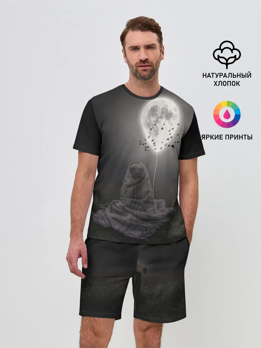 Мужской костюм с шортами / Мопс и луна