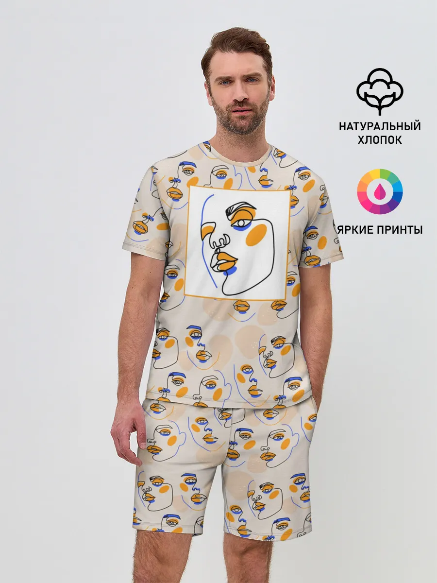 Мужской костюм с шортами / Лица в графике