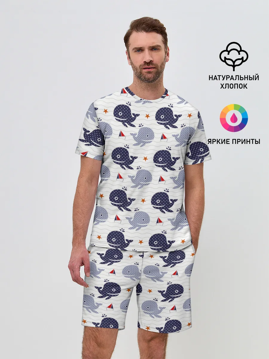 Мужской костюм с шортами / Киты и яхты