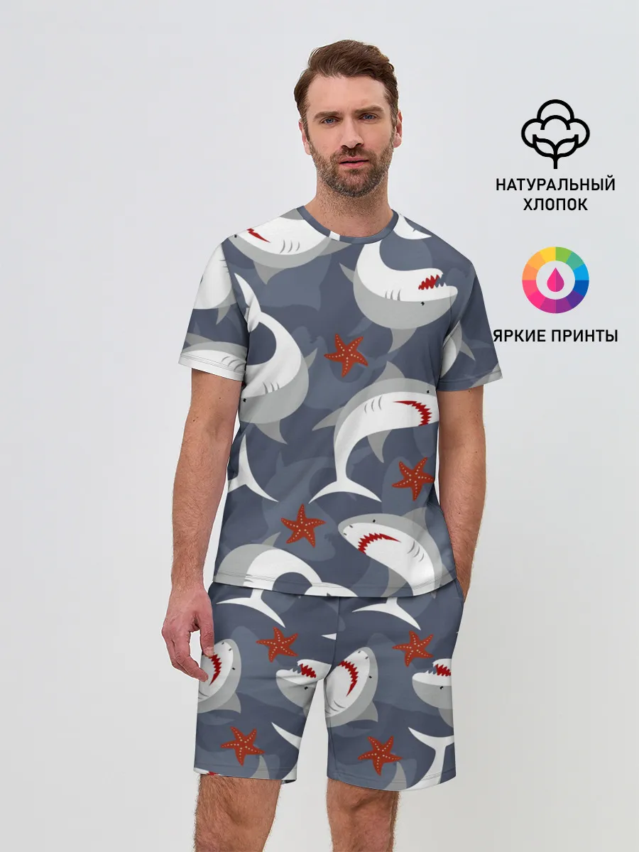 Мужской костюм с шортами / Акулы