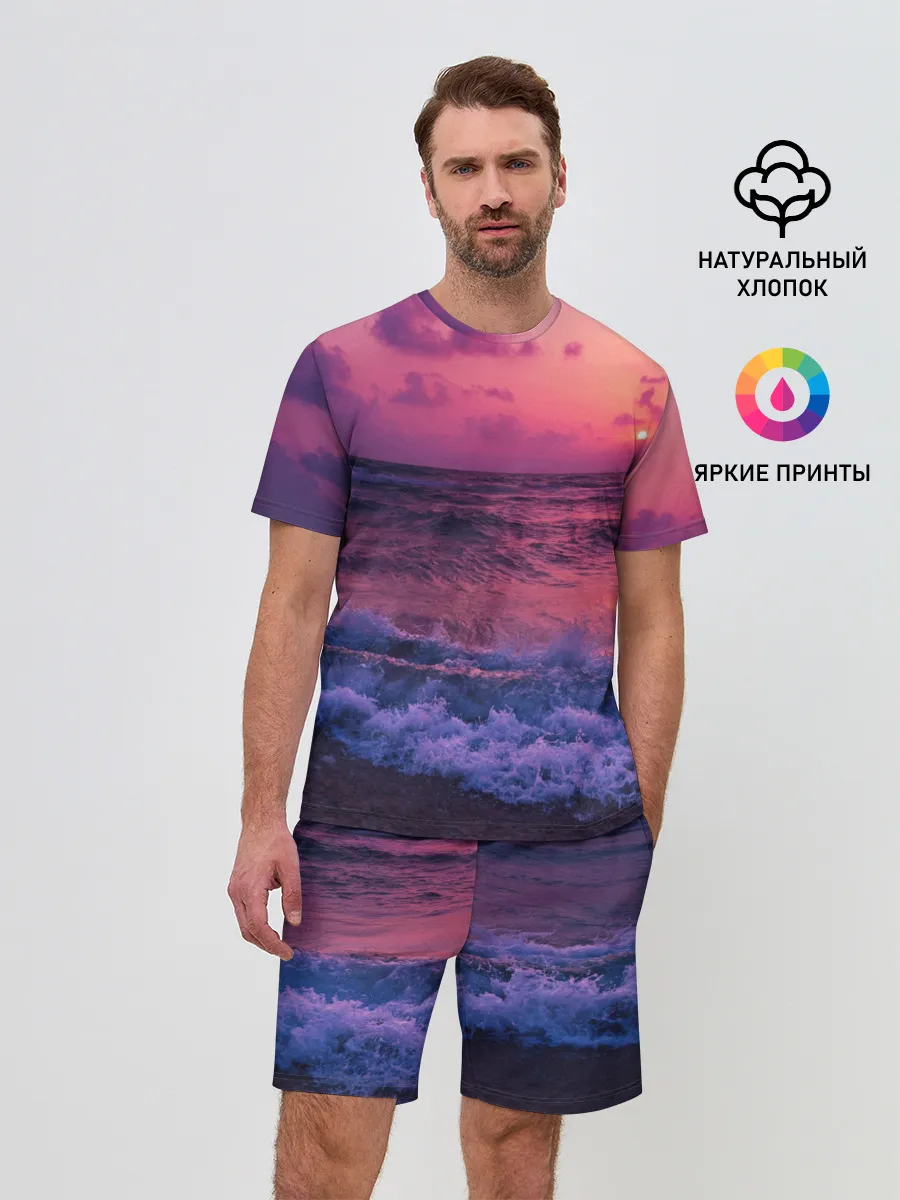 Мужской костюм с шортами / Закат на берегу