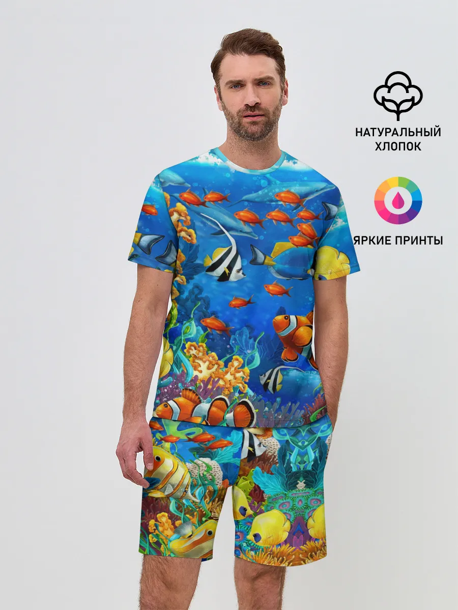 Мужской костюм с шортами / Коралловые рыбки