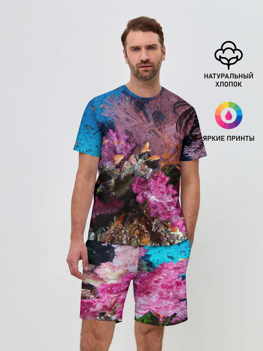 Мужской костюм с шортами / Коралловые рыбки