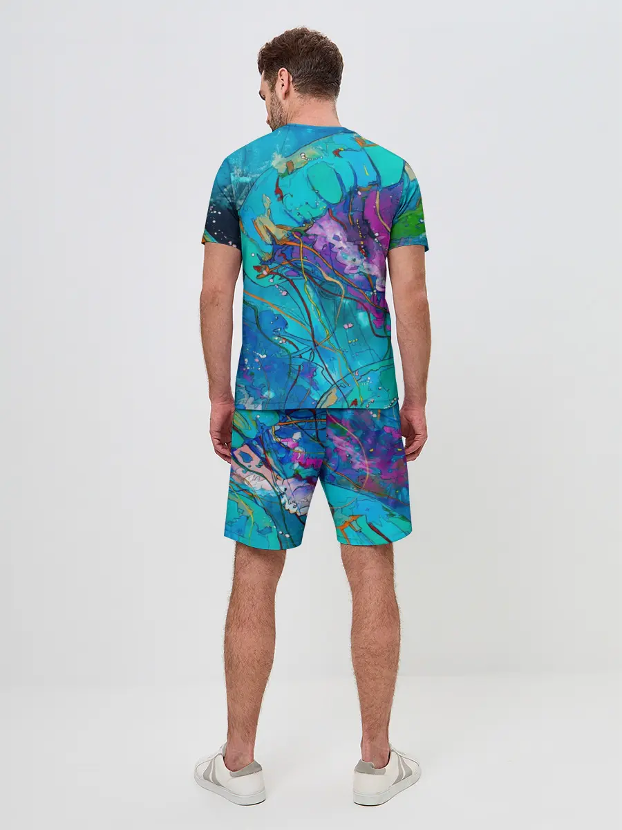 Мужской костюм с шортами / Красочная медуза