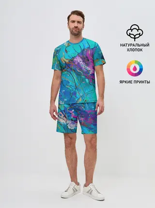 Мужской костюм с шортами / Красочная медуза