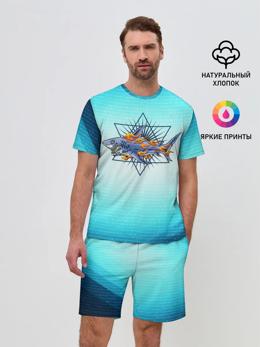 Мужской костюм с шортами / Акула в огне