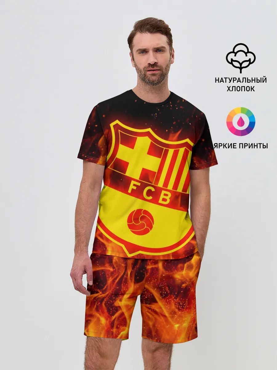 Мужской костюм с шортами / FC BARCELONA / FIRE / ОГОНЬ
