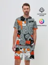 Мужской костюм с шортами / Разноцветные коты