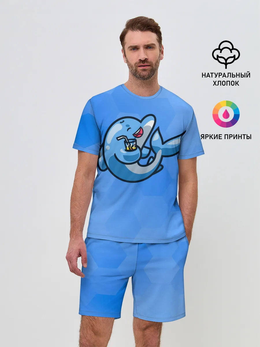 Мужской костюм с шортами / Дельфин с коктейлем