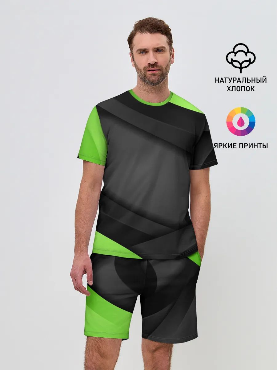 Мужской костюм с шортами / Green / Black