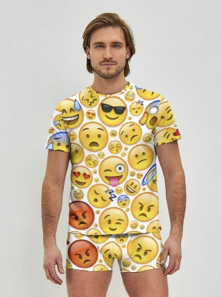 Мужские трусы с футболкой / Смайлы.