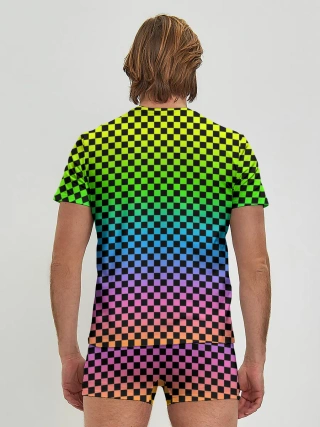 Мужские трусы с футболкой / РАДУЖНАЯ ШАХМАТКА