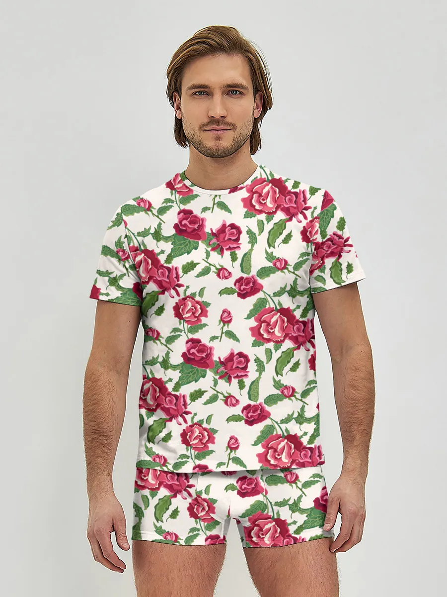 Мужские трусы с футболкой / Цветочный узор