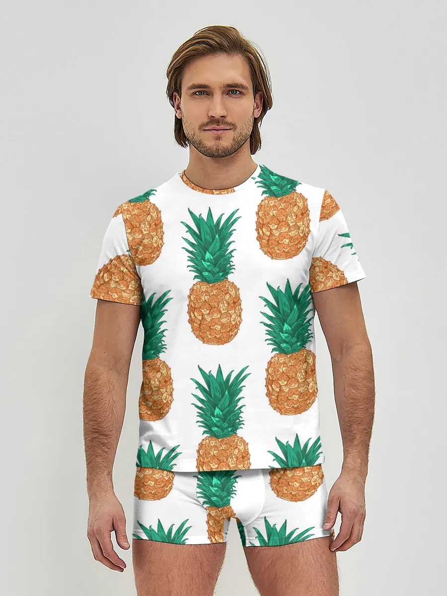 Мужские трусы с футболкой / Ананасовый арт