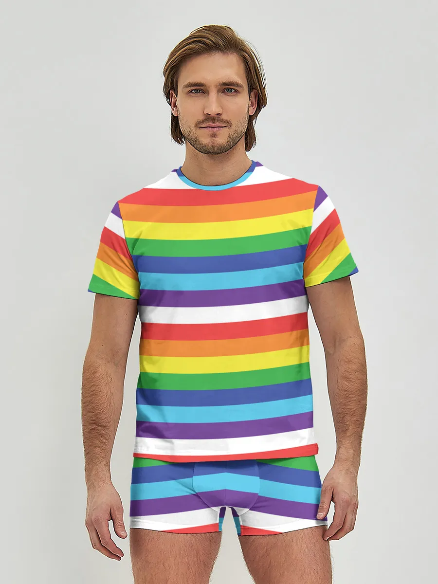 Мужские трусы с футболкой / Радужные полосы