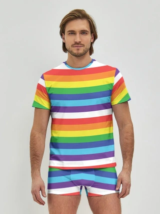 Мужские трусы с футболкой / Радужные полосы