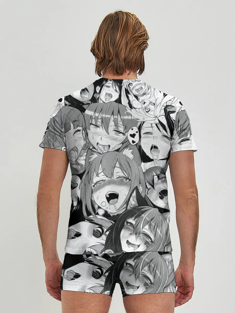 Мужские трусы с футболкой / AHEGAO monochrome