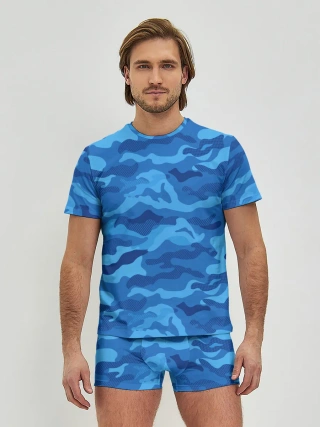 Мужские трусы с футболкой / СИНИЙ КАМУФЛЯЖ