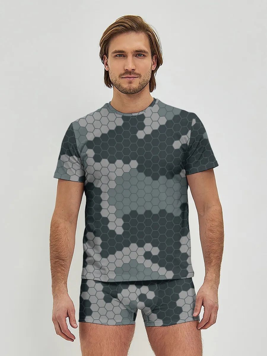 Мужские трусы с футболкой / КАМУФЛЯЖ СОТЫ