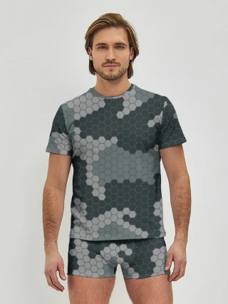 Мужские трусы с футболкой / КАМУФЛЯЖ СОТЫ