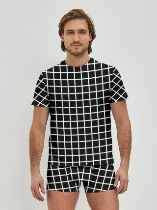 Мужские трусы с футболкой / Клечатая