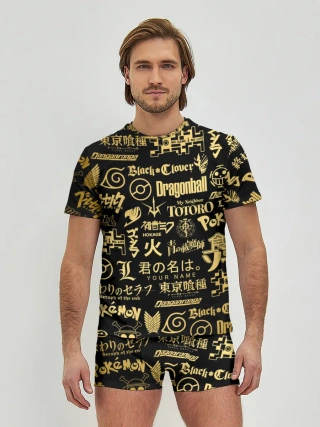 Мужские трусы с футболкой / ЛОГОТИПЫ АНИМЕ GOLD