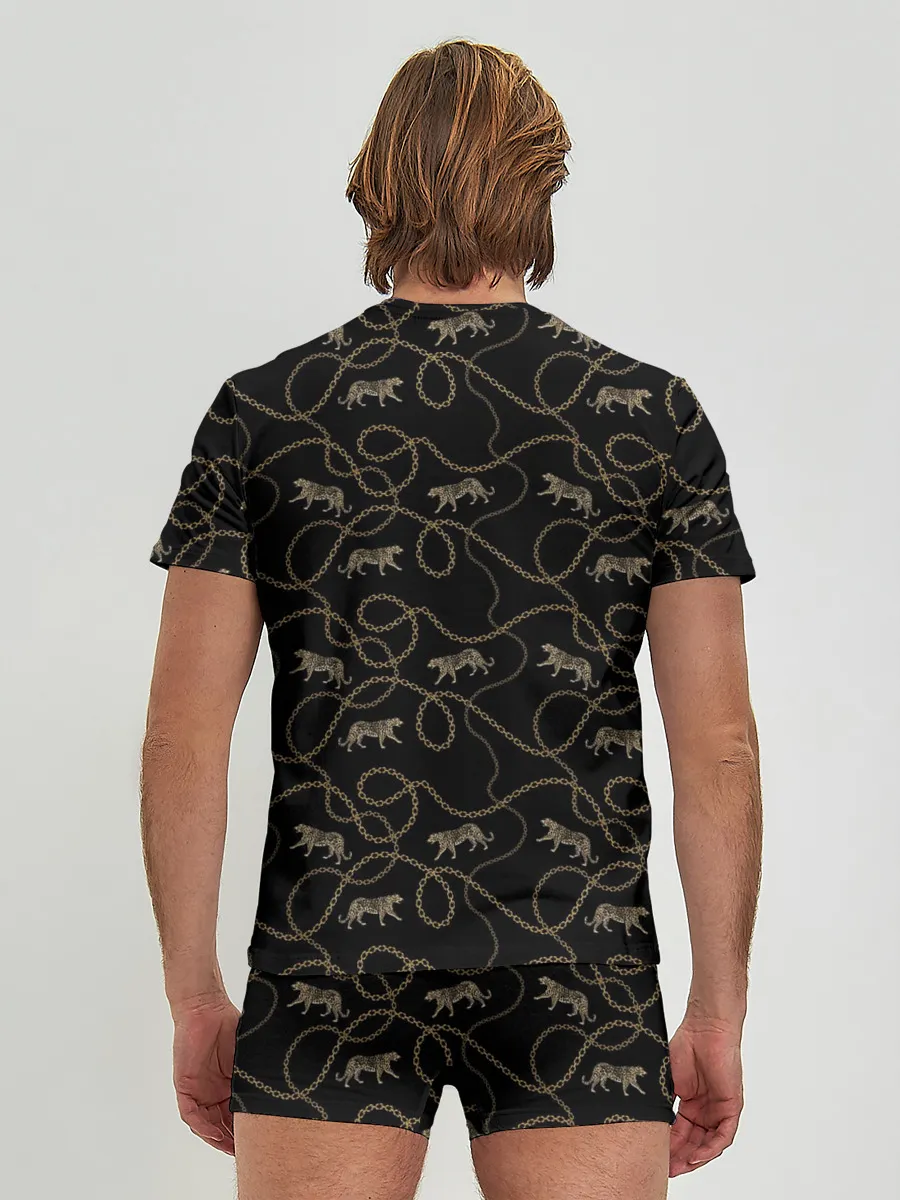Мужские трусы с футболкой / Леопарды и цепи