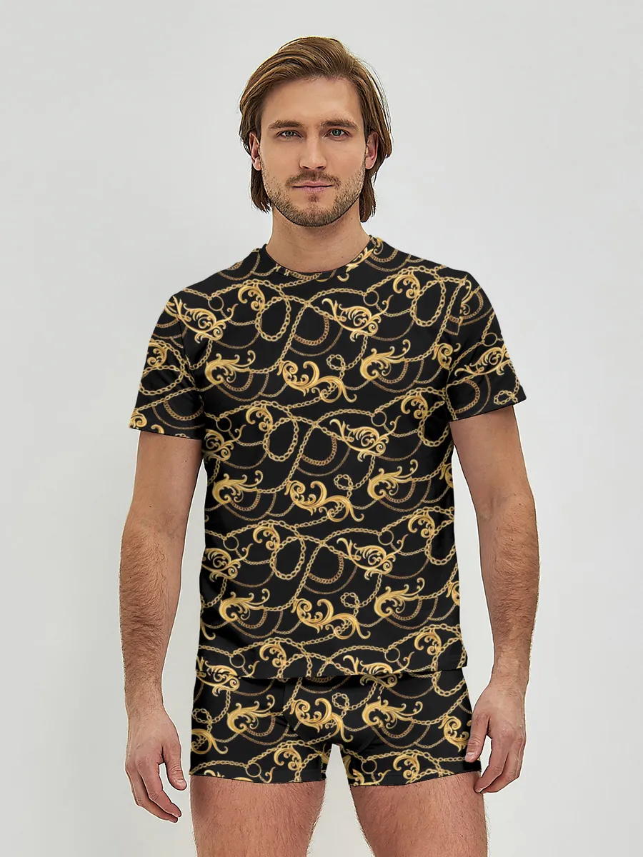 Мужские трусы с футболкой / Завитушки и цепи