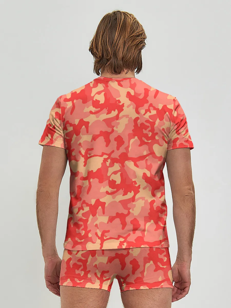 Мужские трусы с футболкой / Оранжевый камуфляж