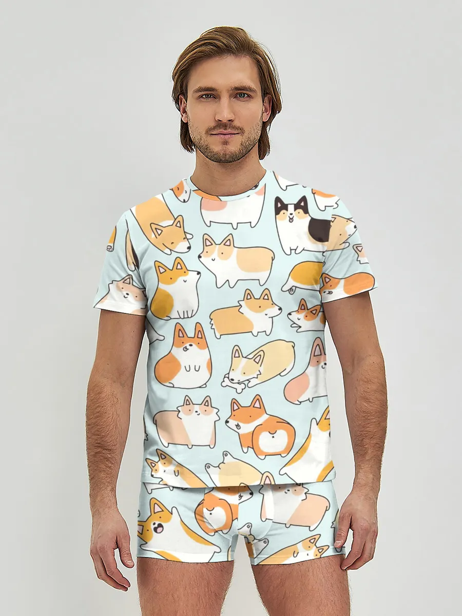 Мужские трусы с футболкой / Милые корги