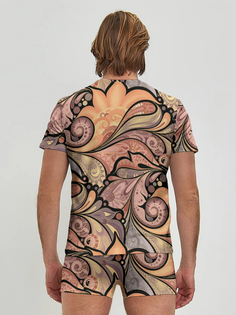 Мужские трусы с футболкой / дудл узоры